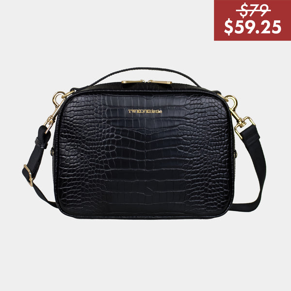 Luxe Diaper Clutch in Black Croc