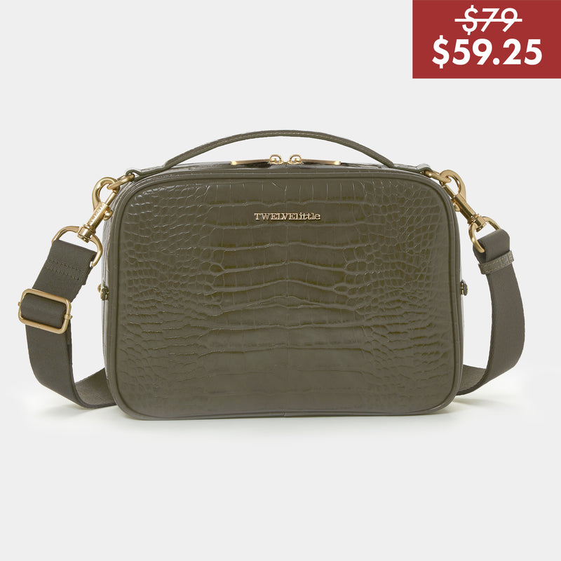 Luxe Diaper Clutch in Olive Croc