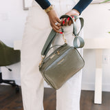 Luxe Diaper Clutch in Olive Croc