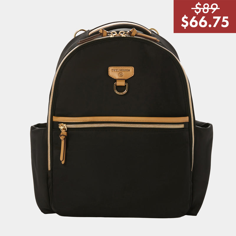 Midi-Go Diaper Bag Backpack in Black/Tan