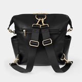 Peek-A-Boo Vegan Leather Convertible Hobo Backpack 2.0 in Black