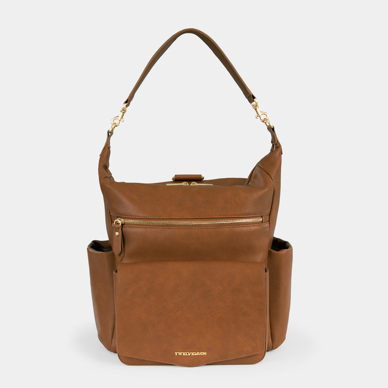 Peek-A-Boo Vegan Leather Convertible Hobo Backpack 2.0 in Toffee