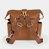 Peek-A-Boo Vegan Leather Convertible Hobo Backpack 2.0 in Toffee