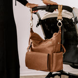 Peek-A-Boo Vegan Leather Convertible Hobo Backpack 1.0 in Toffee