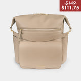 Peek-A-Boo Vegan Leather Convertible Hobo Backpack 2.0 in Taupe