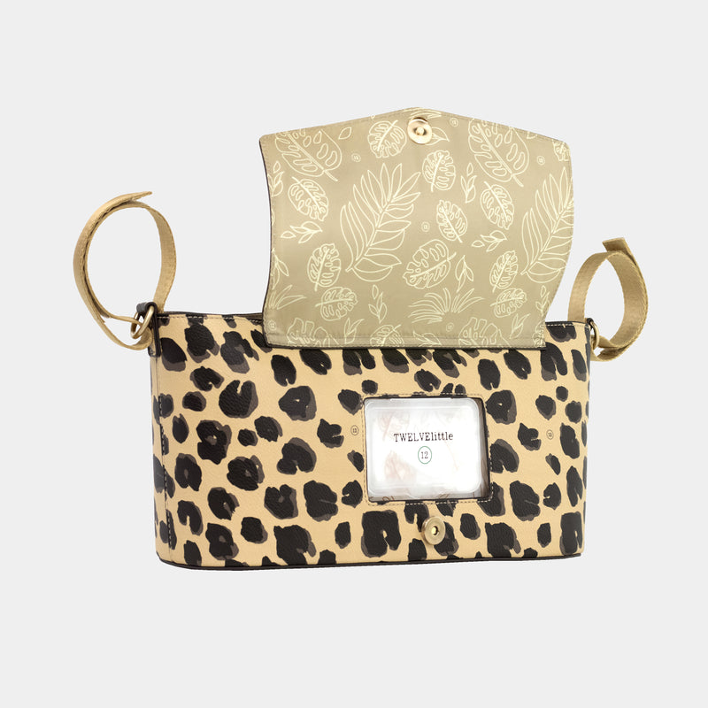 Peek-A-Boo Vegan Leather Stroller Caddy in Leopard