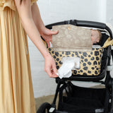 Peek-A-Boo Vegan Leather Stroller Caddy in Leopard